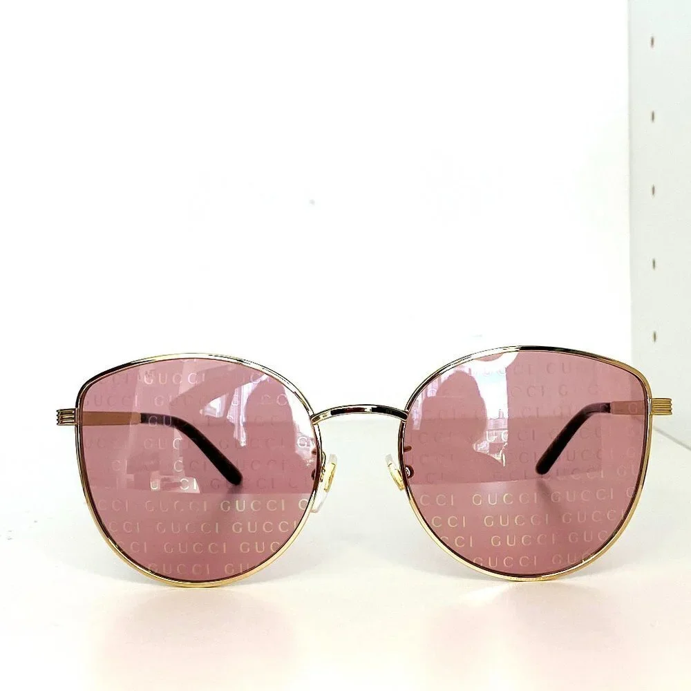 NWT Gucci GG0807SA-004 Gold Oversized 58mm Sunglasses